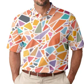 Colorful Terrazzo Mosaic For Beach Holidays, Resort Wear And Everyday Casual Style Men's Polo Shirt
