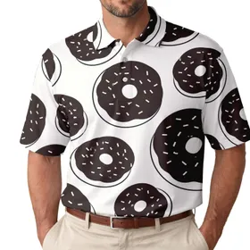 Chocolate Doughnut Icons for Casual Brunch Dates, Weekend Food Lovers and Dessert Fans Men's Polo Shirt