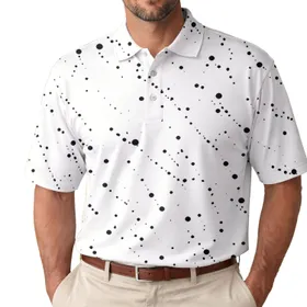 Black Ink Polka Dot Scatter For Minimalist Streetwear And Everyday Wear Men's Polo Shirt