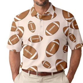 Brown American Football Motif For Game Day Tailgates And Sports Fans Daily Wear Style Men's Polo Shirt