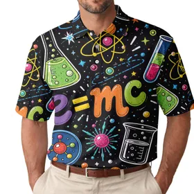 Neon Science Lab Cosmos Equation Art For STEM Parties, Teachers And Science Fans Men's Polo Shirt