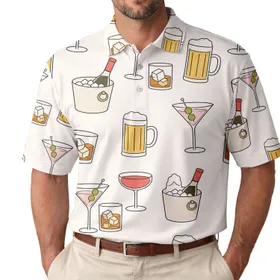 Cocktail Drinks Beer And Whiskey Icons For Happy Hour Parties And Weekend Getaways Men's Polo Shirt