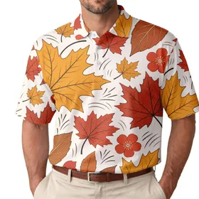Autumn Maple Leaves And Blossoms For Fall Golf, Campus, And Casual Weekend Outings Men's Polo Shirt