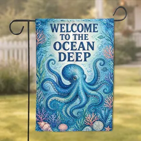 Blue Octopus Coastal Porch Decor For Ocean Lovers And Nautical Home Entryways Year Round Garden Flag