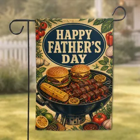 Happy Father's Day Vintage BBQ Grill Celebration Decor For Dad's Patio And Porch Garden Flag