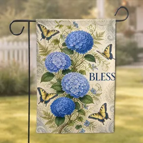 Hydrangea Butterfly Porch Accent For Spring Entryways And Patio Decor Blessed Entryway Garden Flag