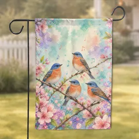 Spring Songbirds on Blooming Branches for Porch and Yard Decor for Bird Lovers Home Garden Flag