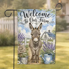 Welcome Donkey Farmhouse Porch Decor With Lavender And Barnyard Charm For Spring Garden Flag
