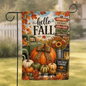 Autumn Pumpkin Welcome for Porch, Patio, and Harvest Entryway Cozy Home Accent Display Garden Flag