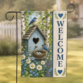 Bluebird Birdhouse Welcome Porch Accent For Spring Entryway And Cottage Charm Home Garden Flag