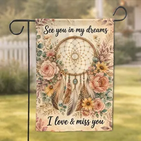 Memorial Dreamcatcher Watercolor For Cemetery Tribute And Sympathy Gift For Mom Garden Flag