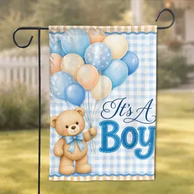 Teddy Bear Balloon Baby Shower Yard Decor For Boy Announcements And Nursery Welcome Sign Garden Flag