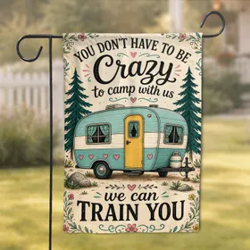 Humorous Camper Cottage Accent for Campsite Gatherings and Cozy Cabin Home Retreats Garden Flag