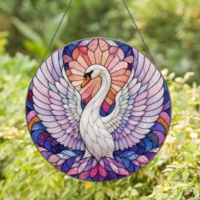 Regal Swan Stained Glass Window Accent For Bridal Decor And Serene Home Gift Ideas Stained Glass Suncatcher