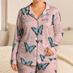 Blue Swallowtail Butterflies for Cozy Nights and Thoughtful Gifts for Women and Teens Satin Pajamas Set