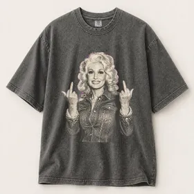 Dolly Parton Middle Finger Portrait For Bold Concert Style And Country Music Fans T-Shirt