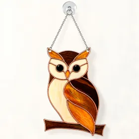 Stained Glass Owl Suncatcher For Woodland Home Decor And Bird Lover Gift Accent Piece Custom Shape Window Hanging Acrylic Ornament