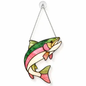 Trout Fishing Gift For Anglers Cabin Decor Nature Lover Window Accent Keepsake Custom Shape Window Hanging Acrylic Ornament