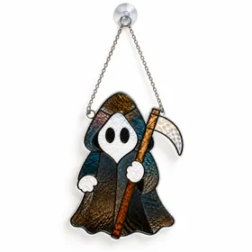 Grim Reaper Halloween Decor for Gothic Home, Haunted Parties, and Spooky Gift Ideas Custom Shape Window Hanging Acrylic Ornament