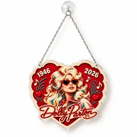 Dolly Parton Red Heart Christmas Keepsake For Country Music Fans And Holiday Trees Custom Shape Window Hanging Acrylic Ornament