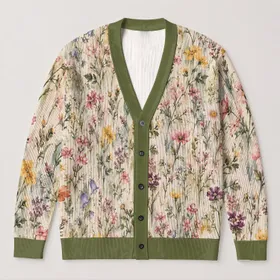 Pastel Wildflower Meadow for Relaxed Everyday Layering and Cottagecore Weekend Wardrobes All-over Print Knitted Cardigan