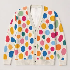 Colorful Polka Dots For Everyday Layering, Weekend Outings, And Easy Casual Style All-over Print Knitted Cardigan