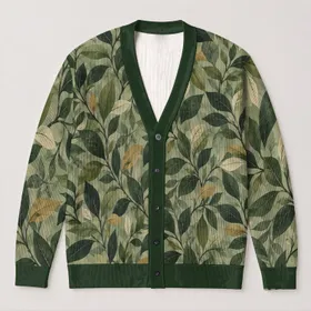 Botanical Leaf Motif For Relaxed Autumn Layers And Everyday Outdoor Style For Women All-over Print Knitted Cardigan