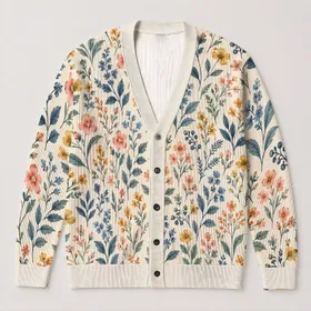 Pastel Wildflower Sprigs for Everyday Layering and Weekend Garden Strolls for Women All-over Print Knitted Cardigan