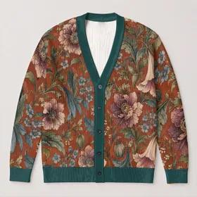 Vintage Botanical Florals for Relaxed Autumn Layering and Everyday Bohemian Style Lovers All-over Print Knitted Cardigan