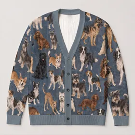 Dog Lover Everyday Layering for Casual Walks, Errands, and Relaxed Weekend Style All-over Print Knitted Cardigan