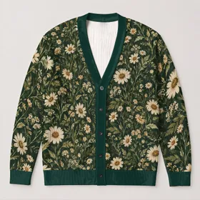 Vintage Cream Wildflower Meadow For Autumn Layering And Weekend Travel For Women All-over Print Knitted Cardigan