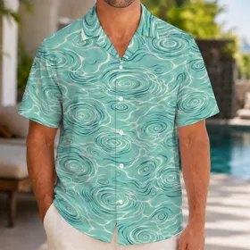 Teal Ocean Ripple Waves for Island Getaways, Beach Escapes and Coastal Weekends Hawaiian Shirt