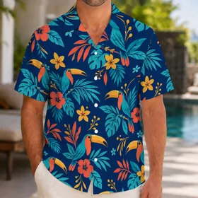 Colorful Toucan Birds and Tropical Leaves for Island Getaways and Summer Celebrations Hawaiian Shirt