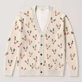 Playful Reindeer Antler Holiday Style for Cozy Winter Outings and Festive Home Gatherings All-over Print Knitted Cardigan