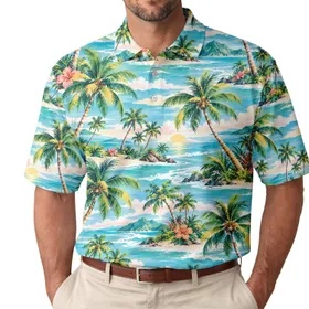 Tropical Palm Paradise for Coastal Vacations, Resort Golf, and Stylish Cruise Getaways Men's Polo Shirt