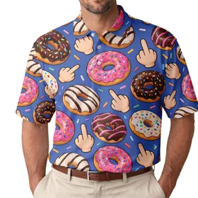 Funny Donut Hand Gestures For Valentine's Day Gifts For Golfers And Food Lovers Men's Polo Shirt