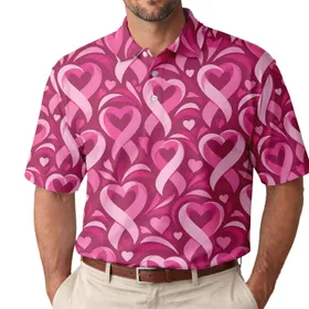 Pink Breast Cancer Awareness Ribbons For Golf Days, Survivor Support And Charity Events Men's Polo Shirt