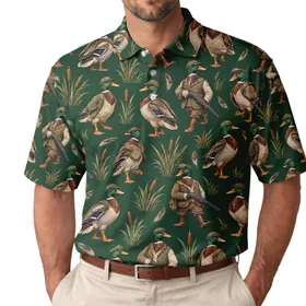 Mallard Duck Hunting Scene for Outdoor Adventures and Cabin Gatherings, Men Women Men's Polo Shirt