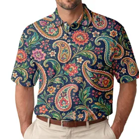 Colorful Vintage Paisley Golf Style for Resort Days, Weekend Outings, And Travel Men's Polo Shirt