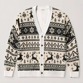 Nordic Reindeer Snowflake Fair Isle Style for Cozy Holiday Gatherings and Winter Weekends All-over Print Knitted Cardigan
