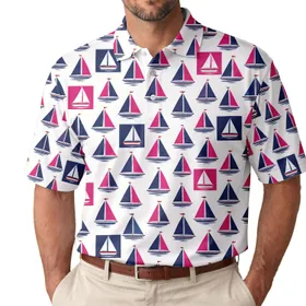Nautical Sailboat Motif for Coastal Golf Days, Beach Vacations and Boating Fans Everywhere Men's Polo Shirt