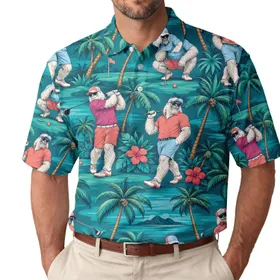 Bigfoot Tropical Golf Scene for Summer Rounds and Vacation Getaways, Men and Women Men's Polo Shirt