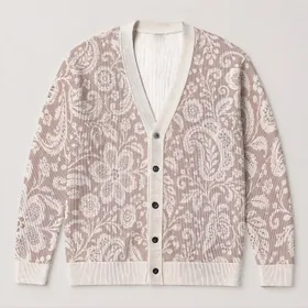 Elegant Vintage White Lace Florals for Daily Commuting and Date Outfits for Mature Women All-over Print Knitted Cardigan