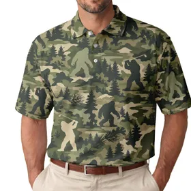 Bigfoot Golf Camo for Fairway Fun, Outdoor Adventure, and Weekend Golfers Men Women Men's Polo Shirt