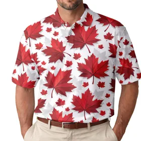 Red Maple Leaves for Canada Day Celebrations and Outdoor Golf Style for Canadians Men's Polo Shirt