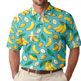 Cheerful Banana And Tropical Fruit Motifs For Sunny Summer Golf Days For Men And Women Men's Polo Shirt