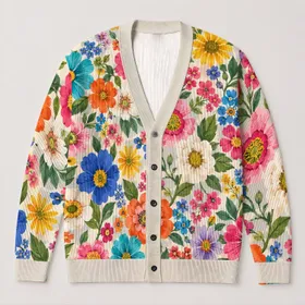 Colorful Wildflower Bloom Arrangement For Everyday Layering And Casual Style Women All-over Print Knitted Cardigan