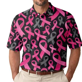 Pink Ribbon Awareness Golf Style for Charity Tournaments and Supportive Women Teams Men's Polo Shirt