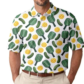 Pickleball Paddles and Golden Balls for Court Days, Club Play, and Weekend Recreation Men's Polo Shirt