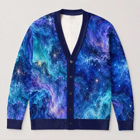 Cosmic Galaxy Swirls for Relaxed Autumn Layering and Everyday Wear for Women Who Love Color All-over Print Knitted Cardigan